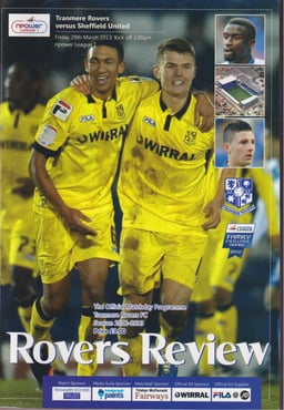 Tranmere Rovers v Sheffield United Match Programme 2013-03-29